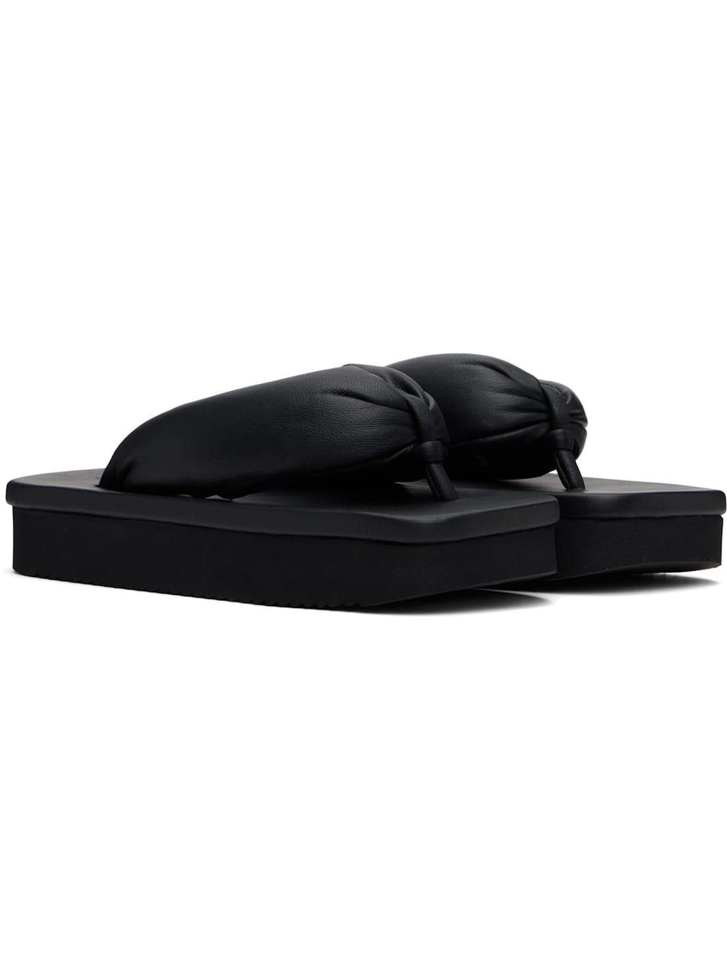 Black Hollywood Peached Lambskin Flip-Flops - 4