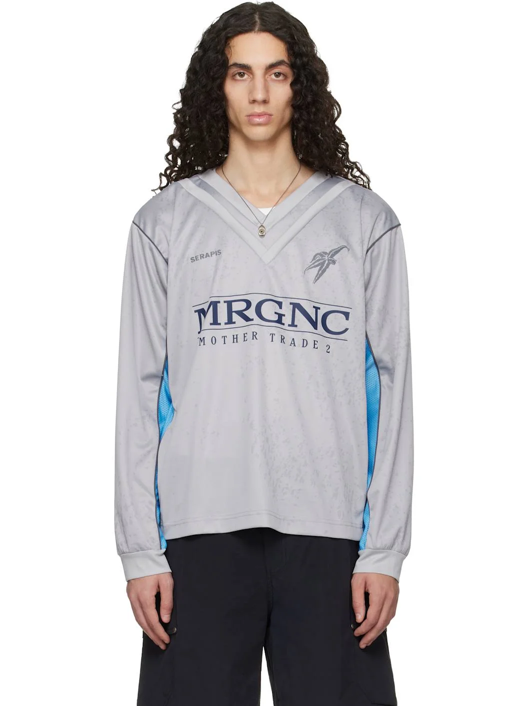 Gray Double V Football Jersey - 1