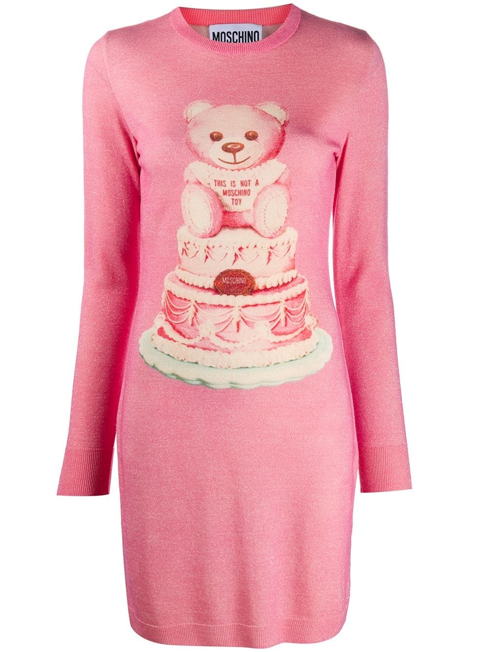 intarsia bear lurex knitted dress - 1