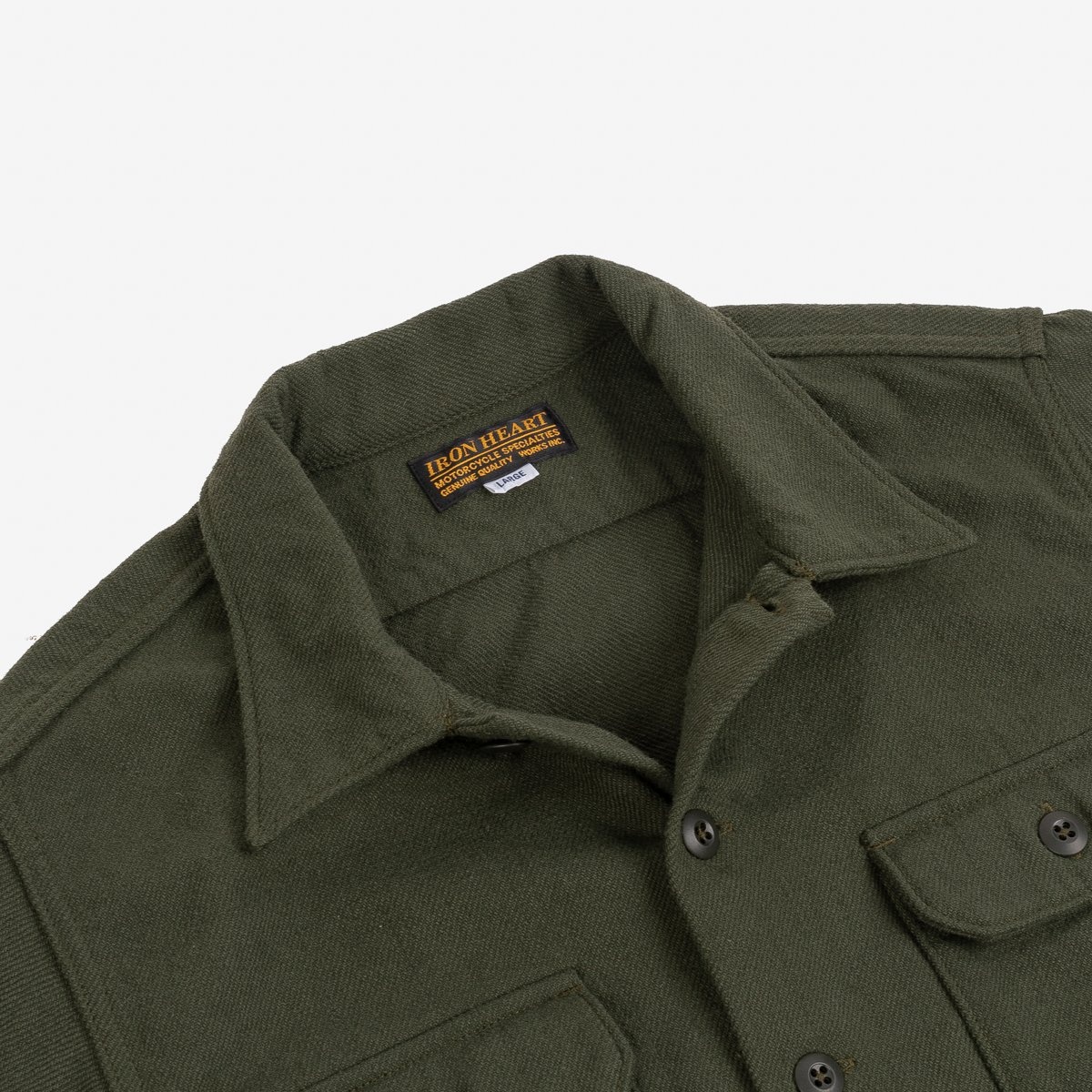 IHSH-346-ODG 10oz Recycled Nylon Mechanic Work Shirt - Olive Drab Green - 9
