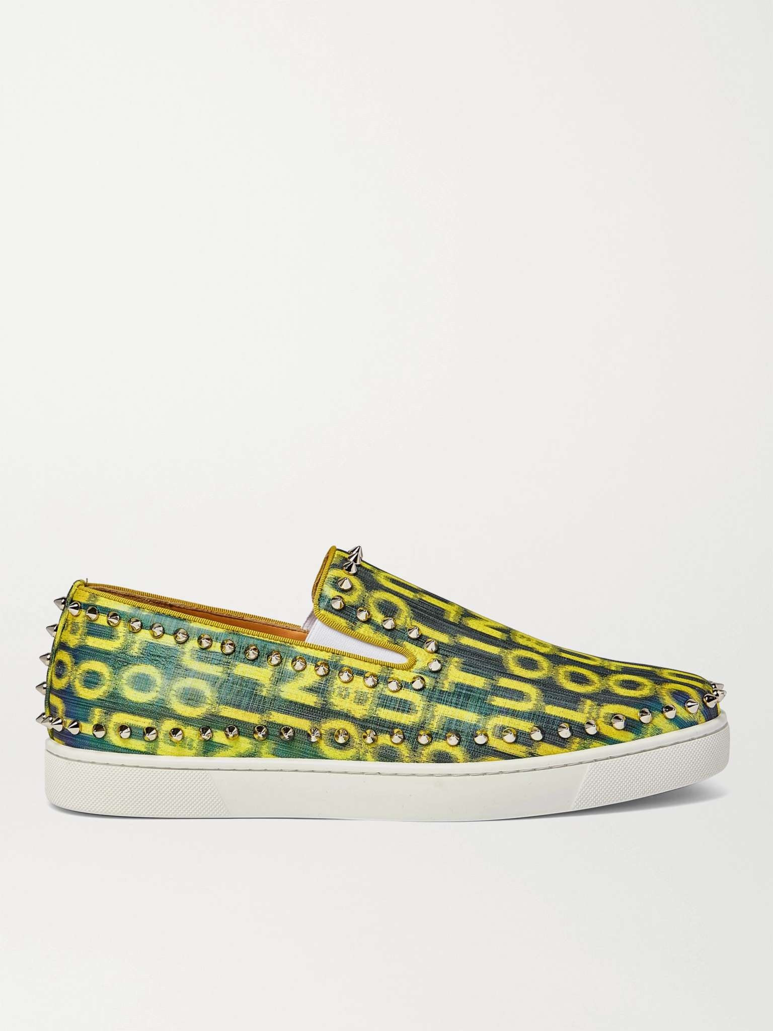 Pik Boat Spiked Glittered Logo-Print Canvas Slip-On Sneakers - 1