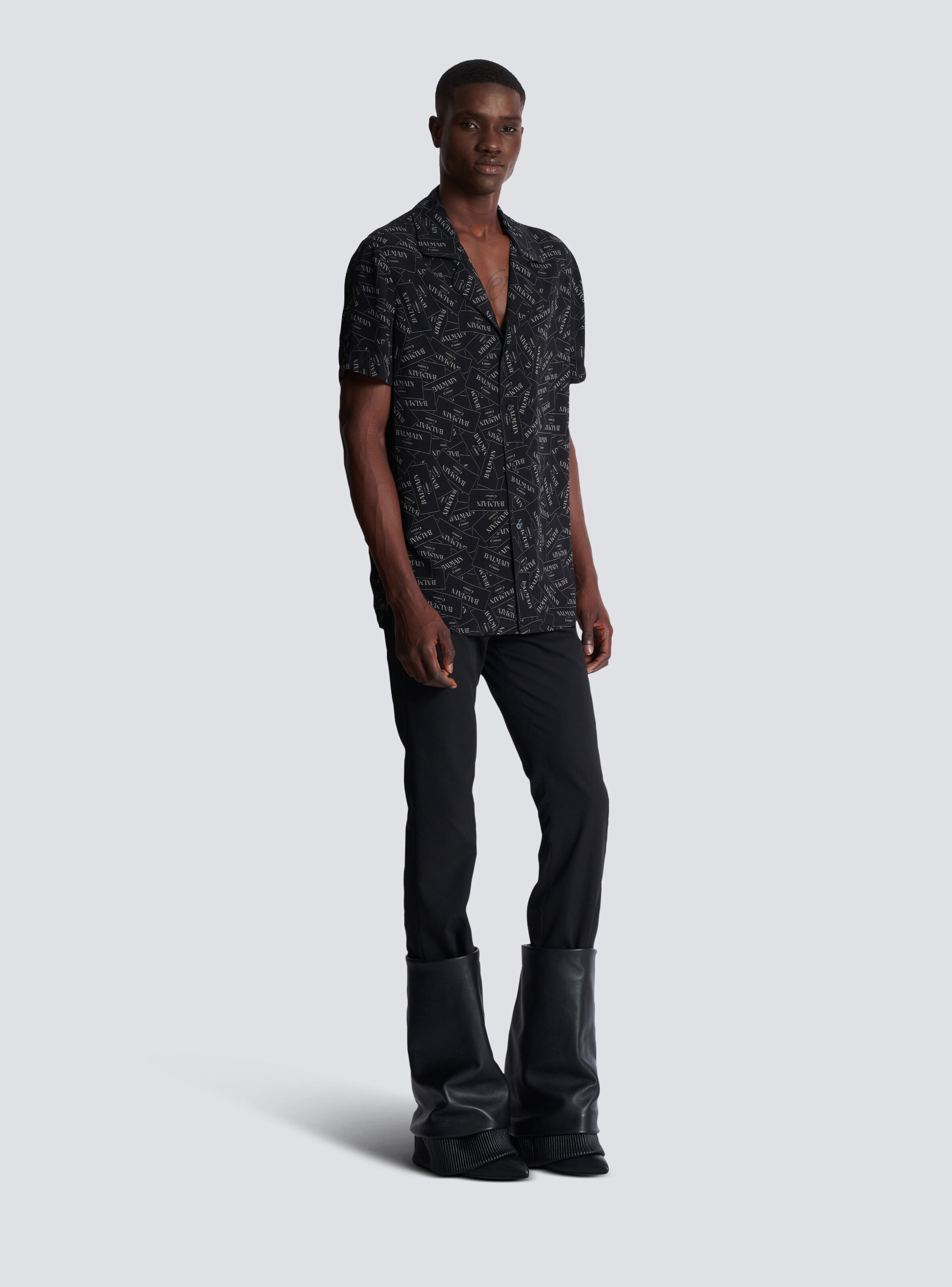 Pyjama shirt with all-over Balmain label print - 3