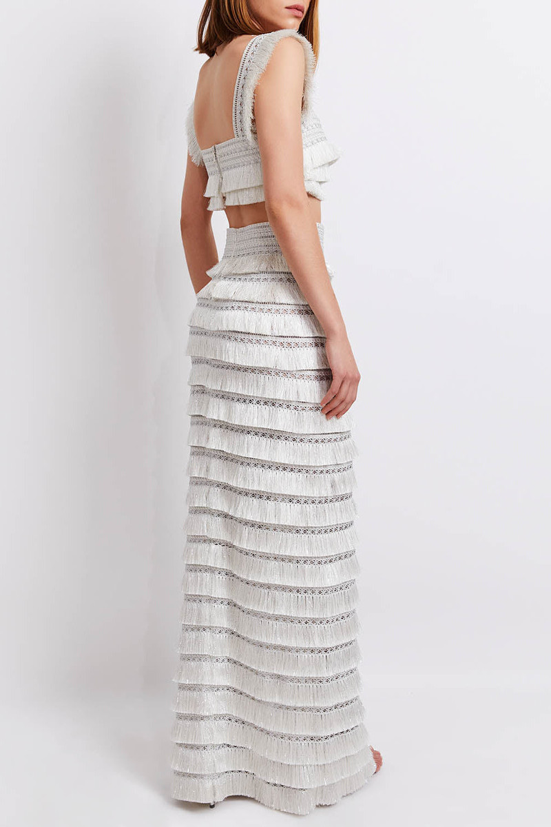 Metallic Fringe Maxi Skirt 5