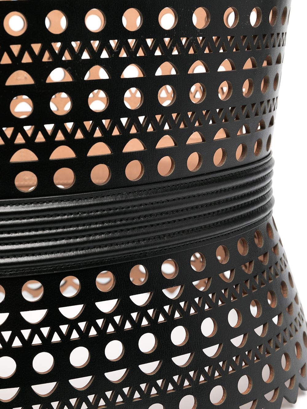 leather perforated waist belt - 2