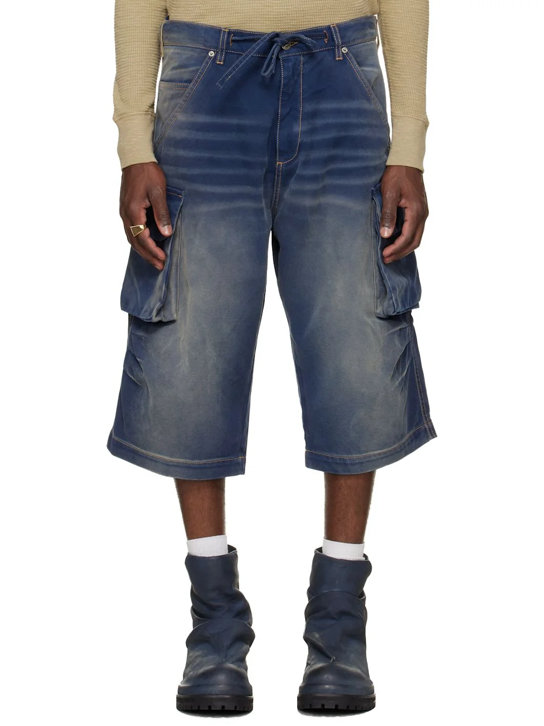 Navy Camo Bermudas Cargo Shorts - 1
