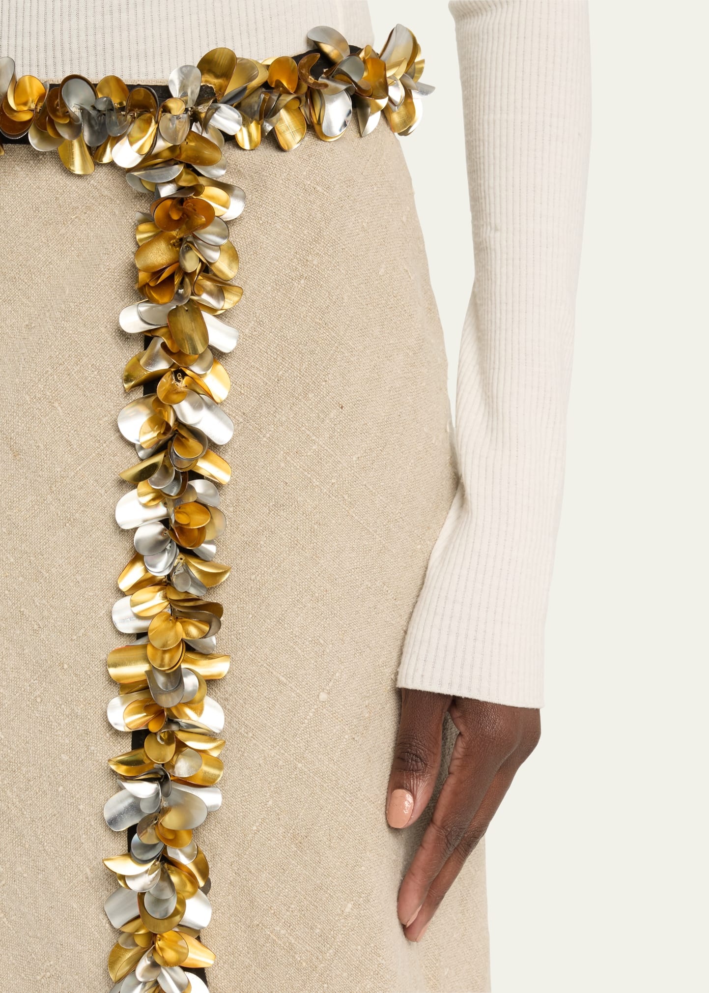 Darliston Sequined Handkerchief Midi Linen Skirt - 5