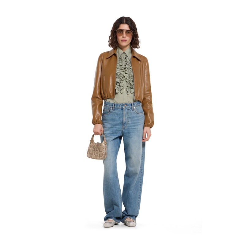 GUCCI Leather jacket with Gucci logo outlook