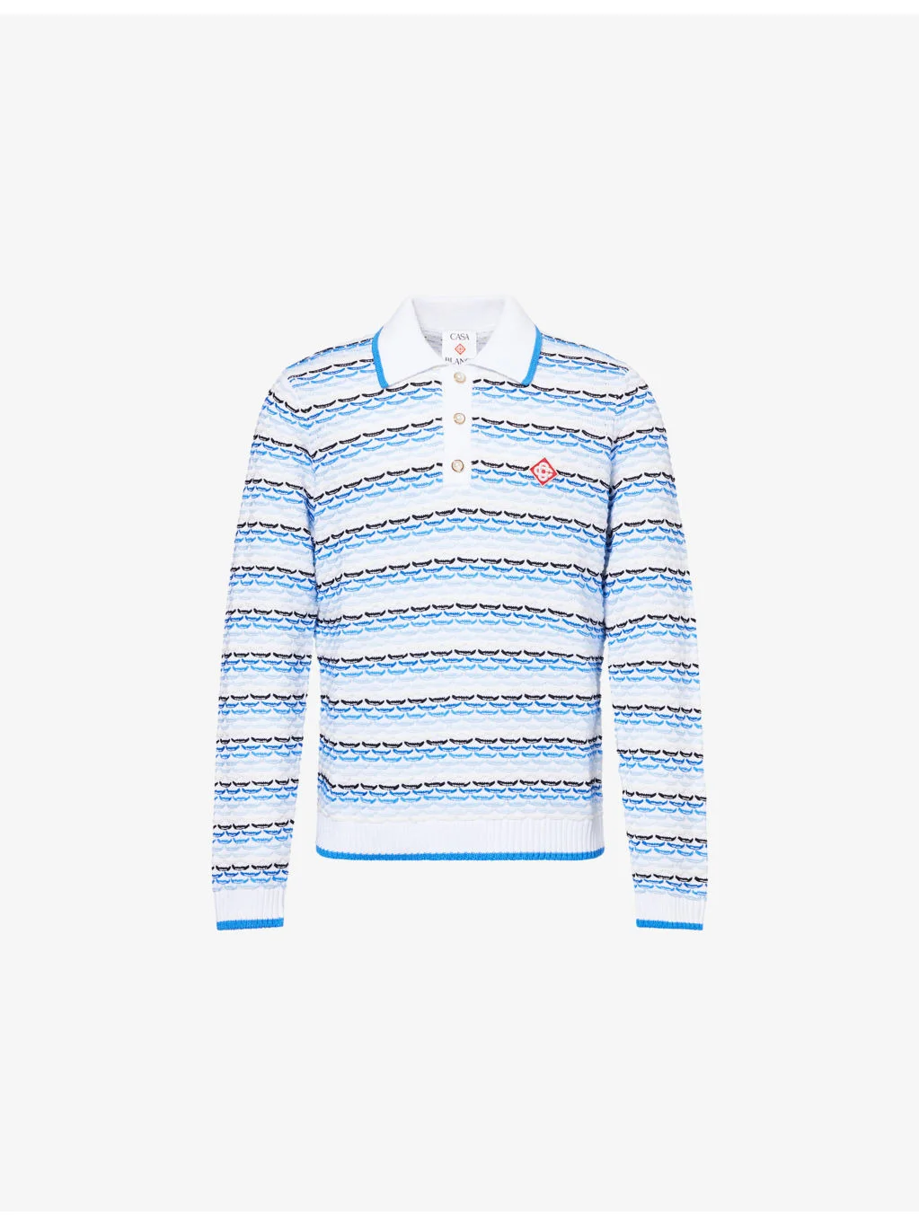 Tuck-Stitch Cotton-Knit Polo Shirt - 1