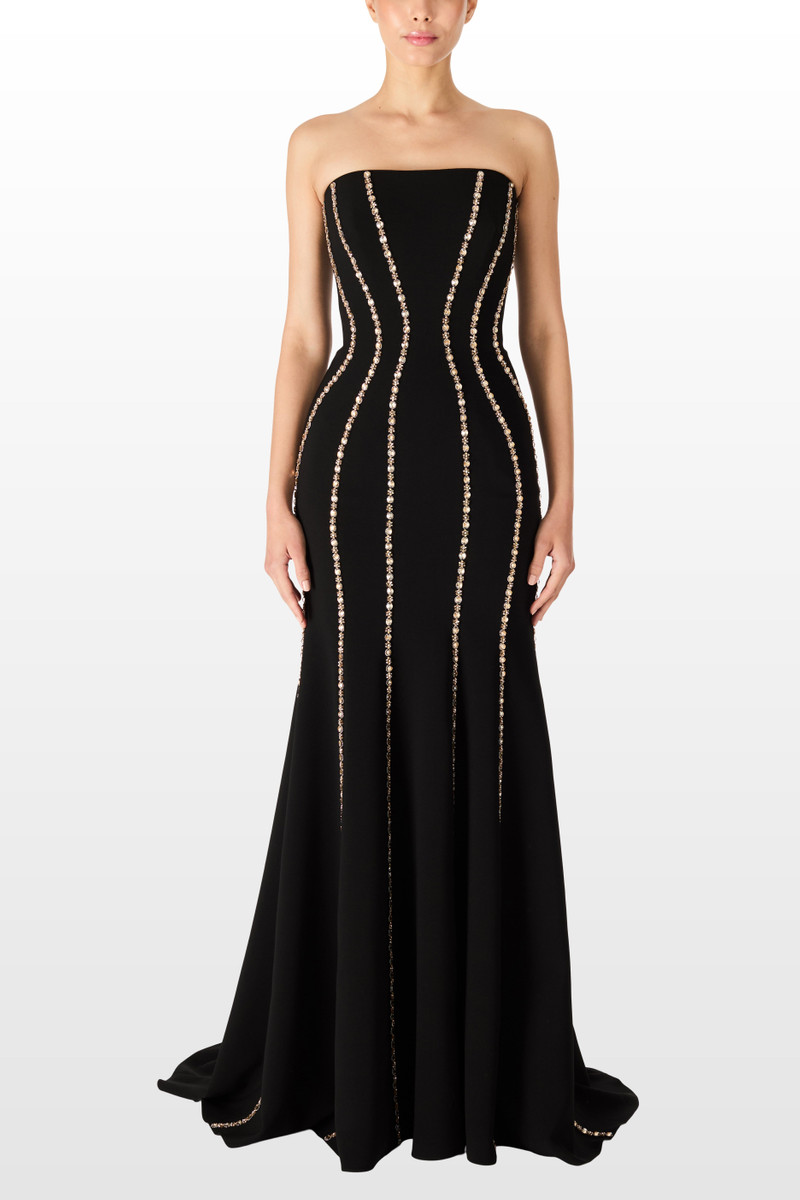 JENNY PACKHAM Dash Crystal Strapless Crepe Mermaid Gown outlook