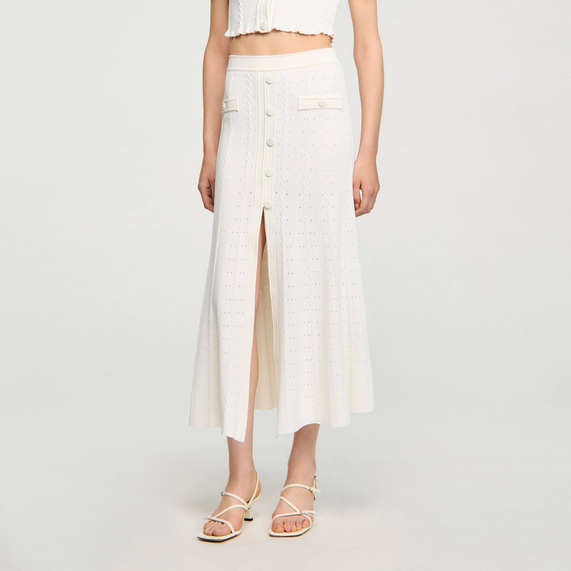 POINTELLE KNIT MIDI SKIRT - 4