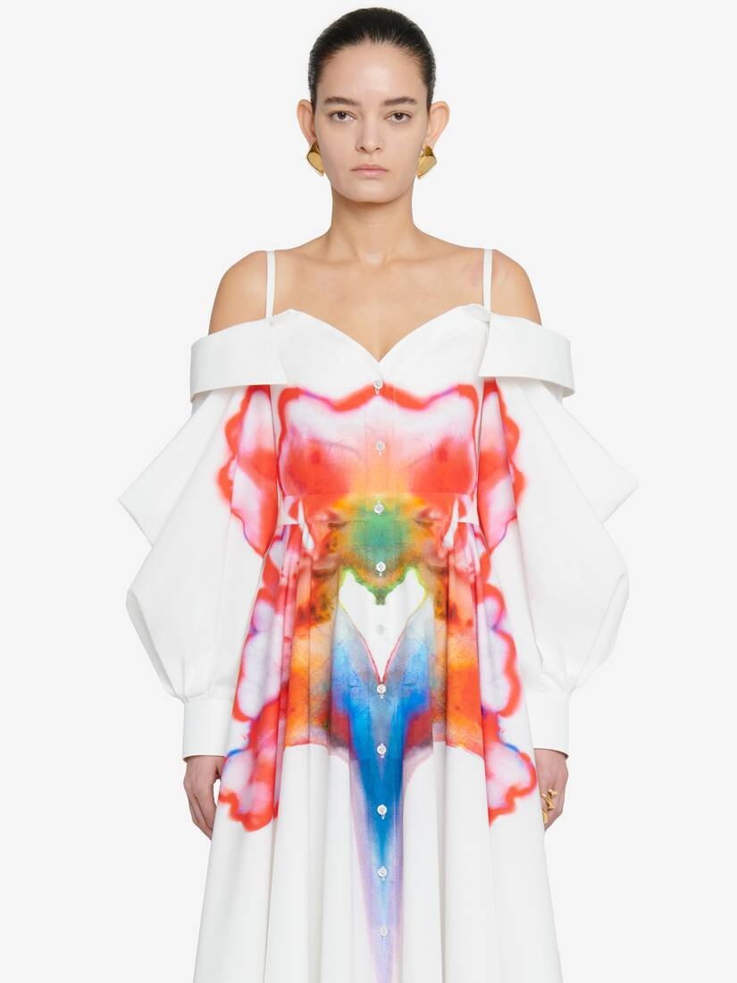 Women's Off-the-shoulder Shirt Dress in Optic White - 5