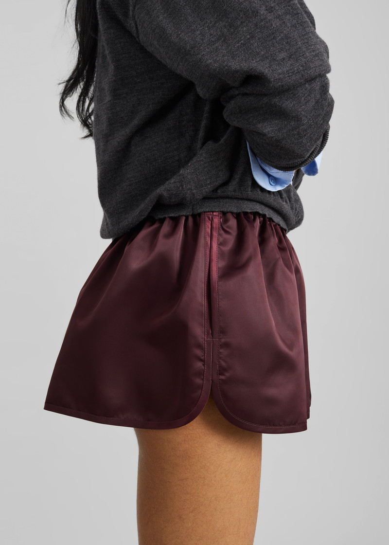 Zafra Satin Mini Shorts - Dark Plum 6