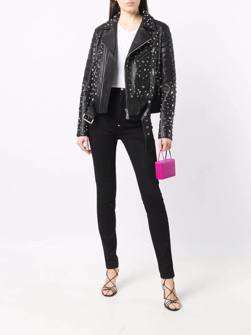 PHILIPP PLEIN star-studded biker jacket outlook