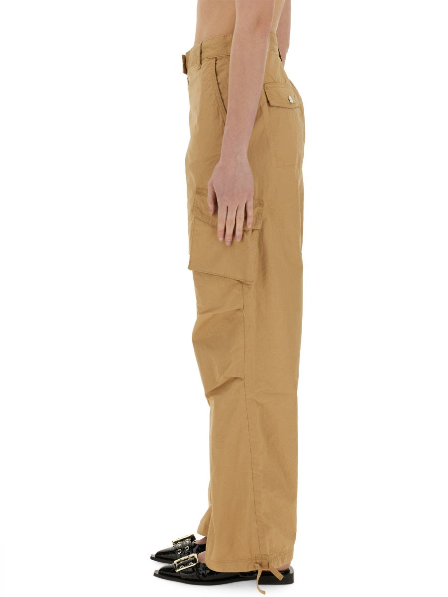 Ganni Women Cotton Twill Cargo Pants - 4