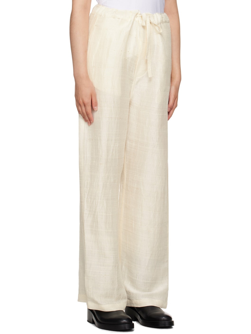Beige Drawstring Trousers - 2