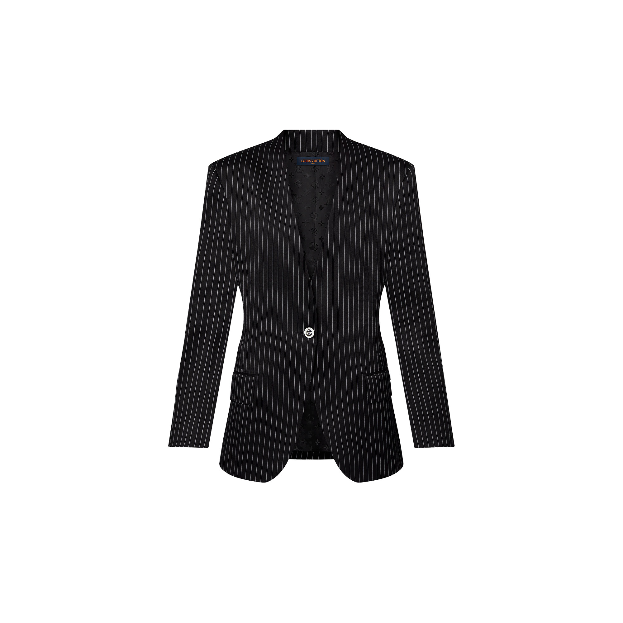 Nautical Pinstripe Collarless Blazer - 1