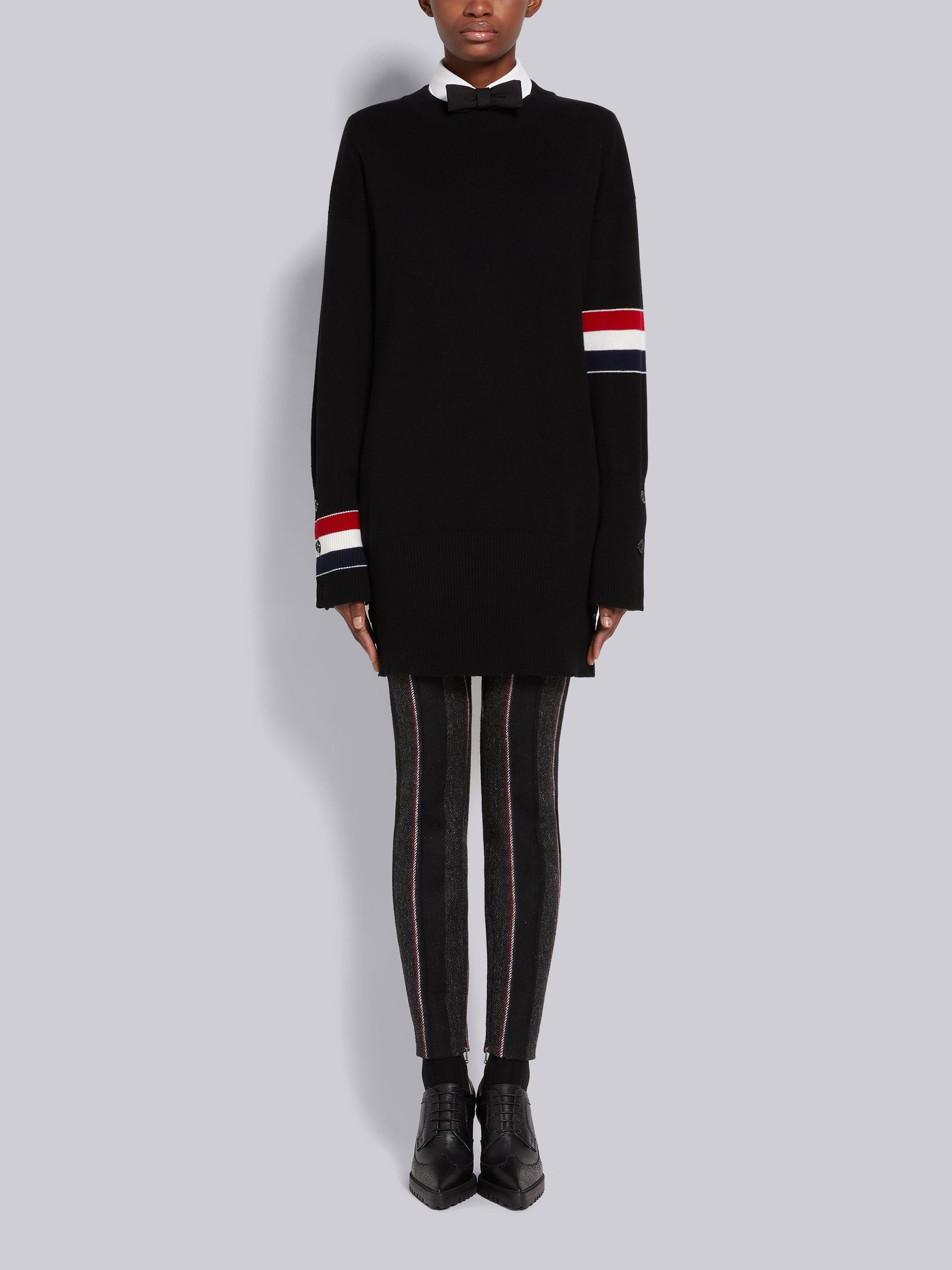Black Stripe British Wool Woven Legging - 4