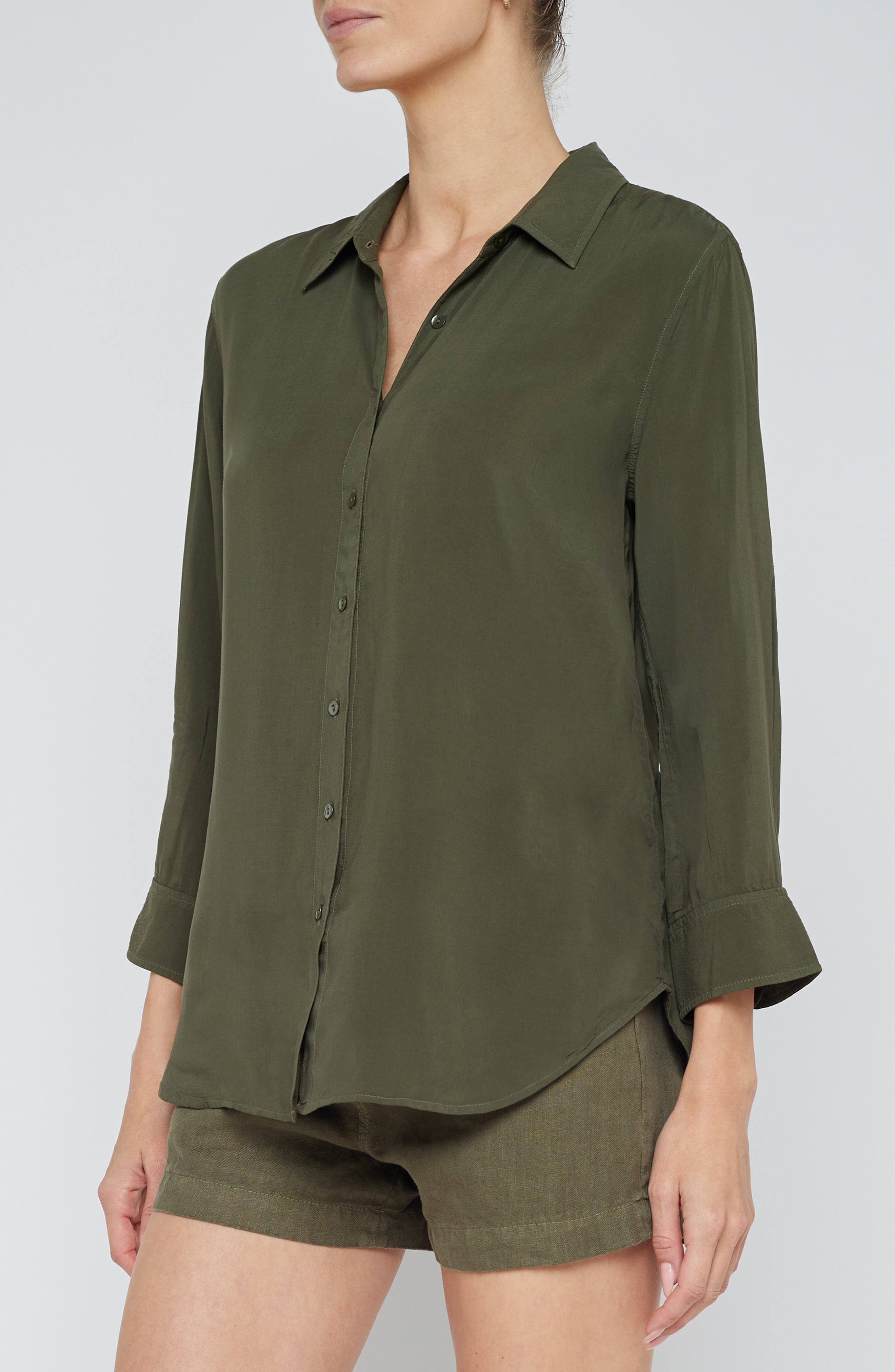 L'AGENCE Marlene Button-Up Shirt in Army at Nordstrom - 3