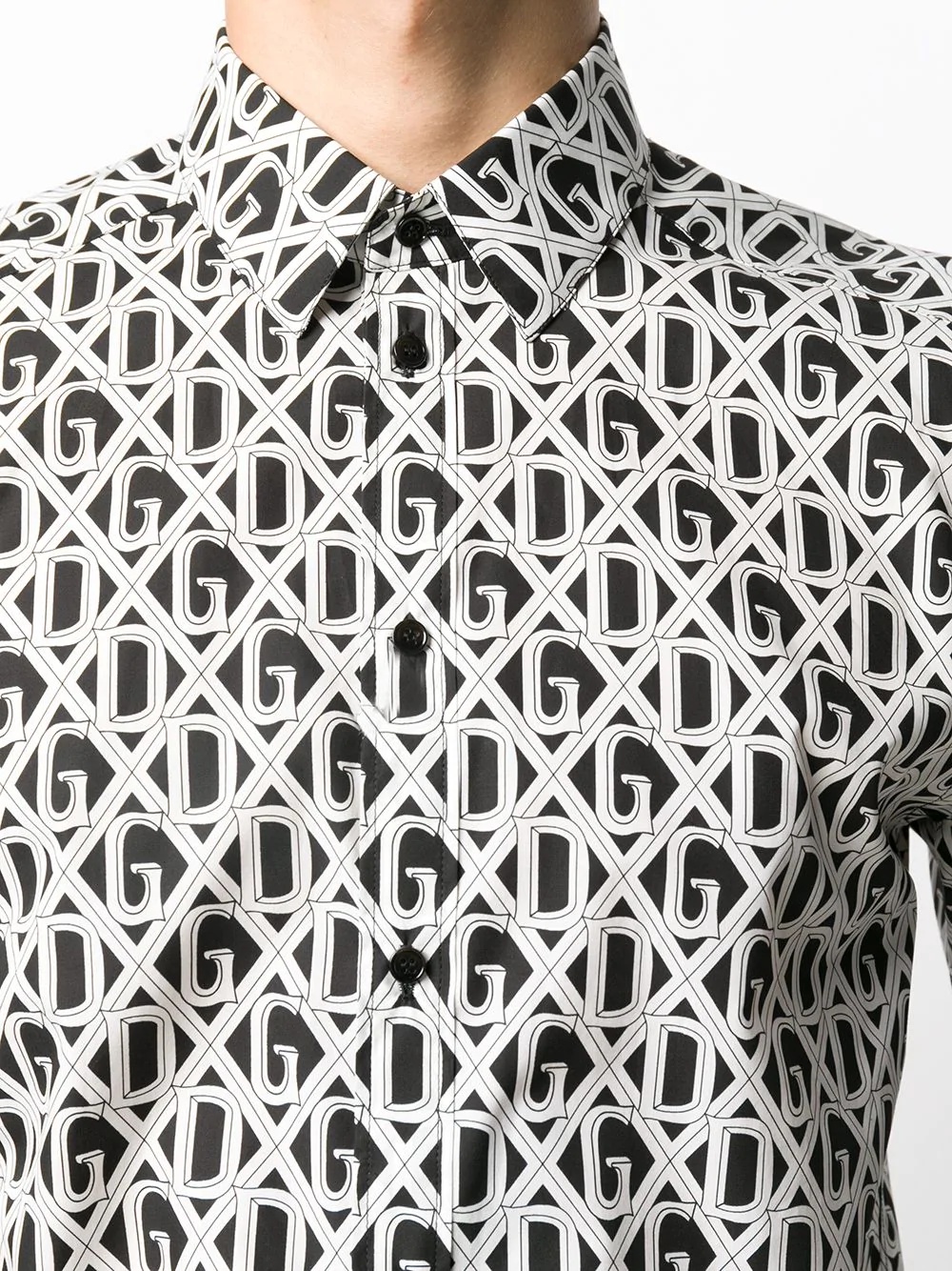 diamond check logo print shirt - 5