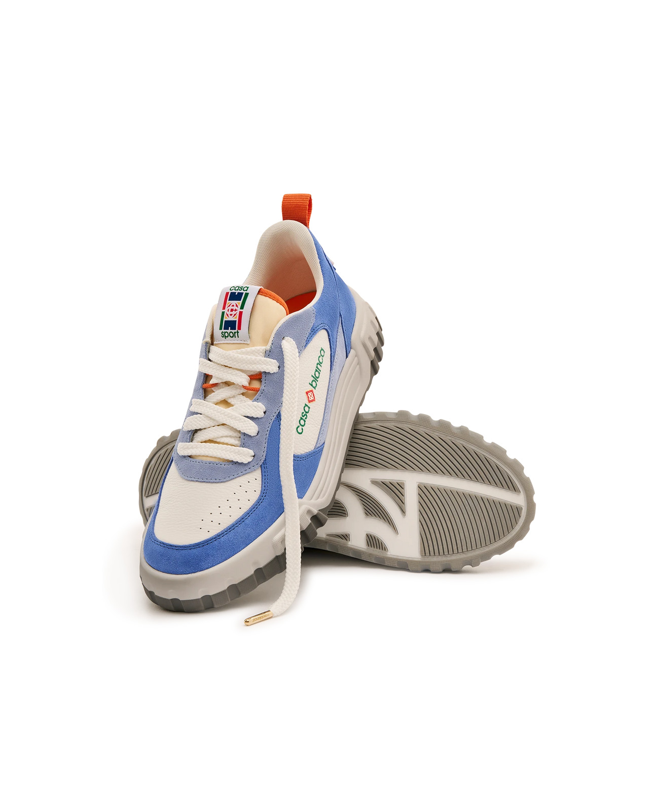 Women's White & Blue Court Sneaker - 5