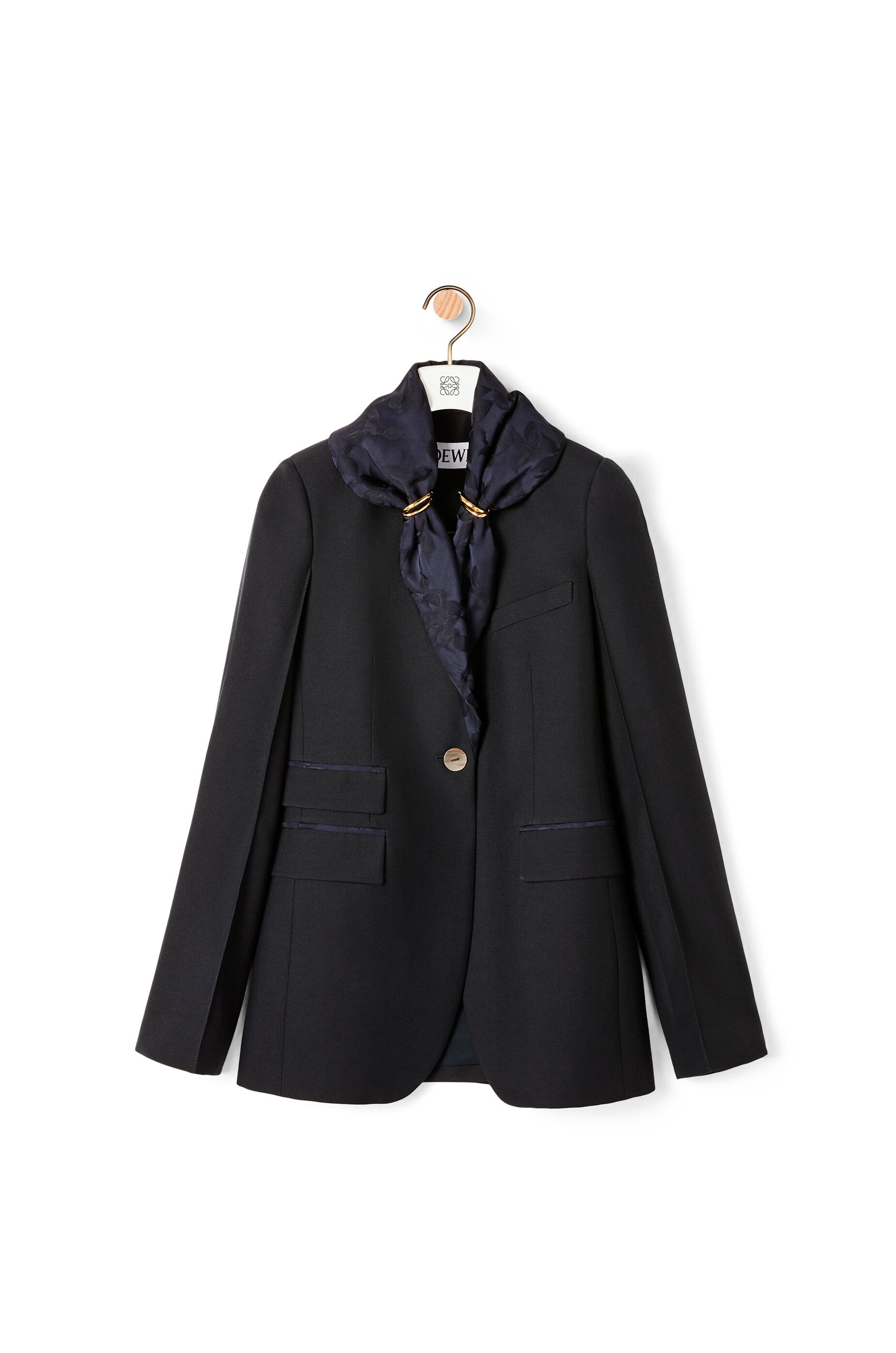 Jacquard shawl collar jacket in wool and viscose - 1