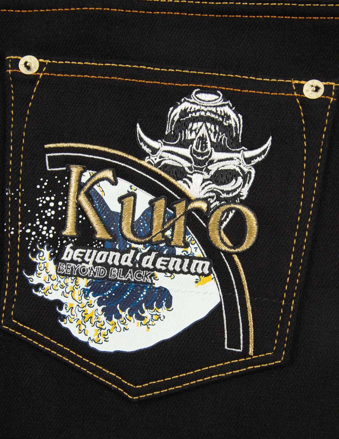 Hannya and The Great Wave Embroidery Denim Jogger Pants - 13