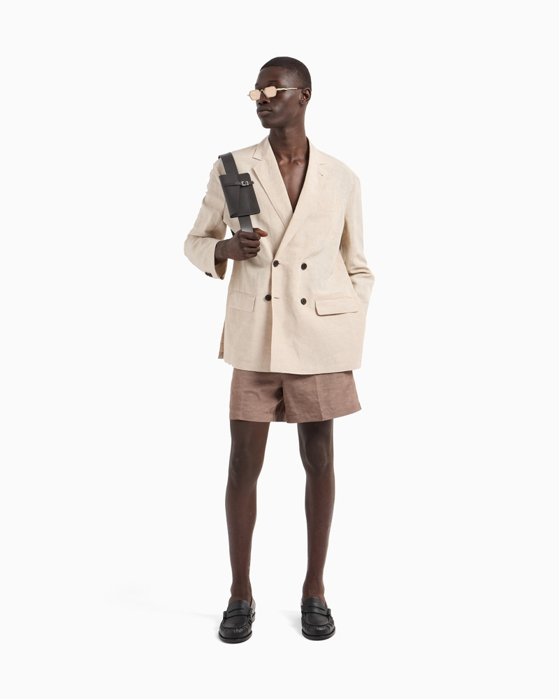 DOUBLE-BREASTED LINEN-BLEND BLAZER 2