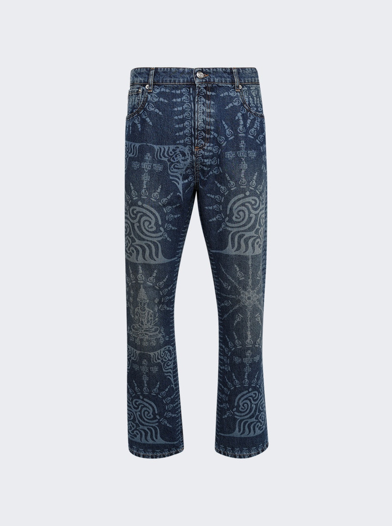 Laser Print Jeans Blue 1