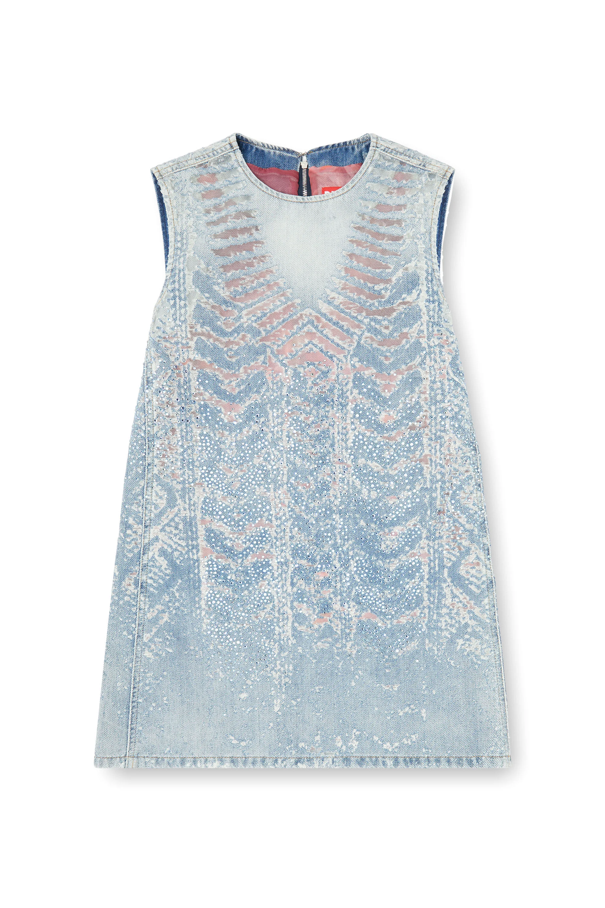 MINI DRESS IN MICROSTONE DEVORÉ DENIM - 1