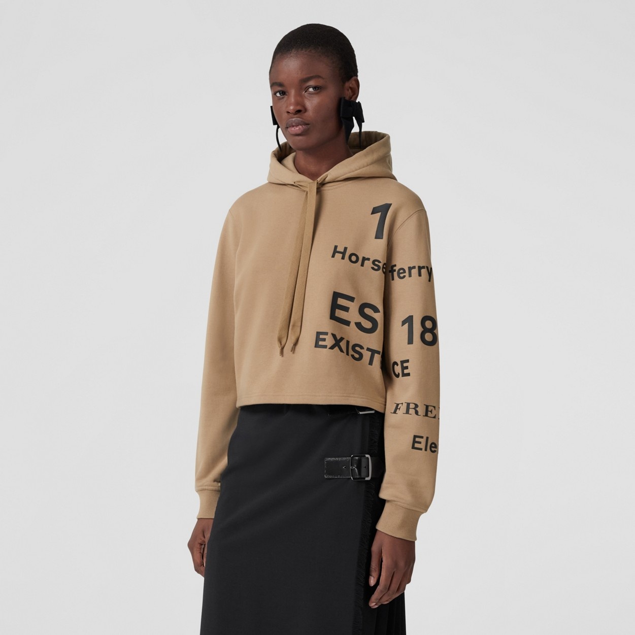 Horseferry Print Cotton Cropped Hoodie - 2