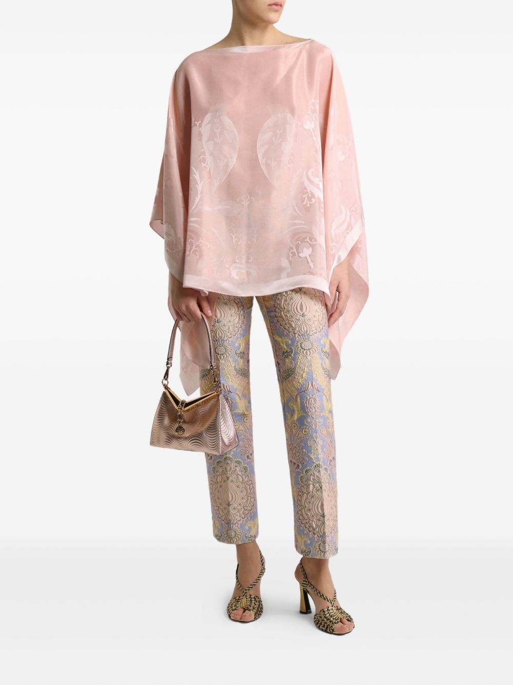paisley-jacquard cape top - 2