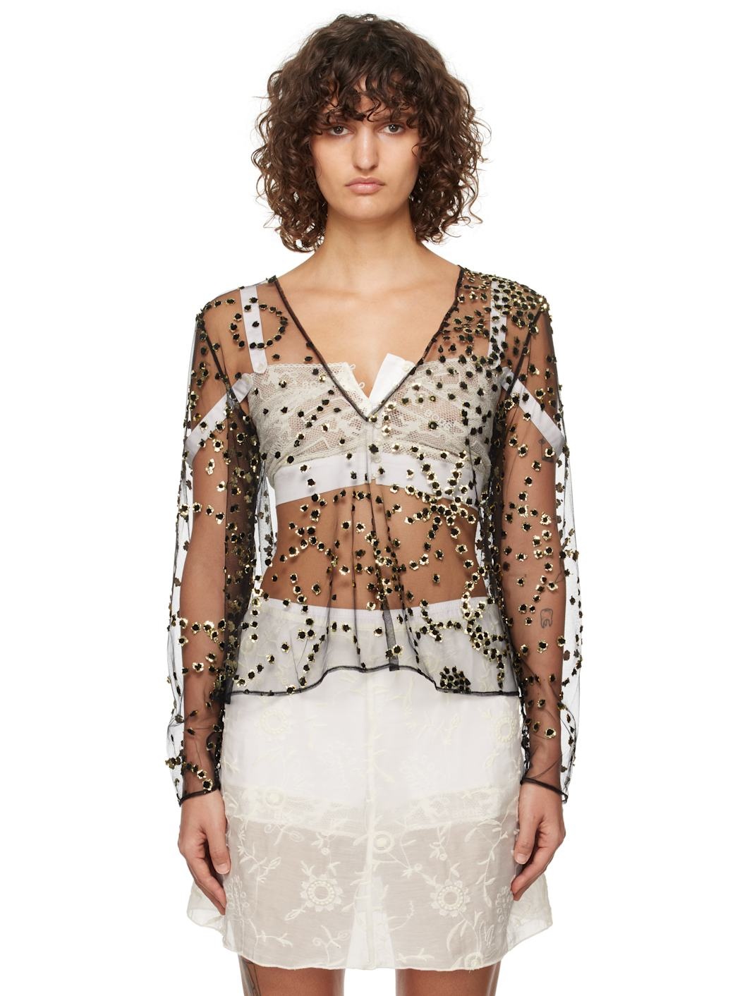 Black Sheer Fête Blouse - 1