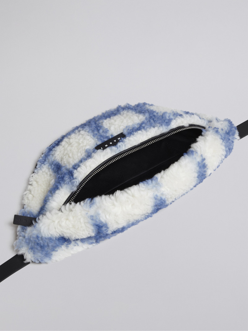 SUEDE AND SHEARLING BELT BAG WITH CHECK SPRAYED MOTIF 4