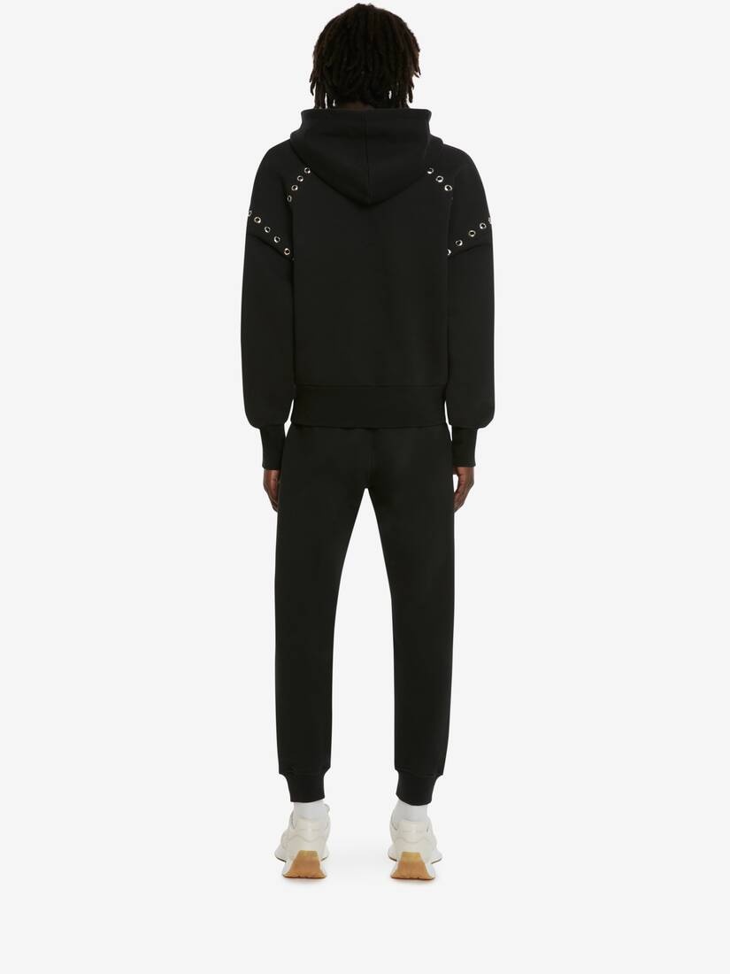 Men's Eyelets Hooded Sweatshirt in Black - 4