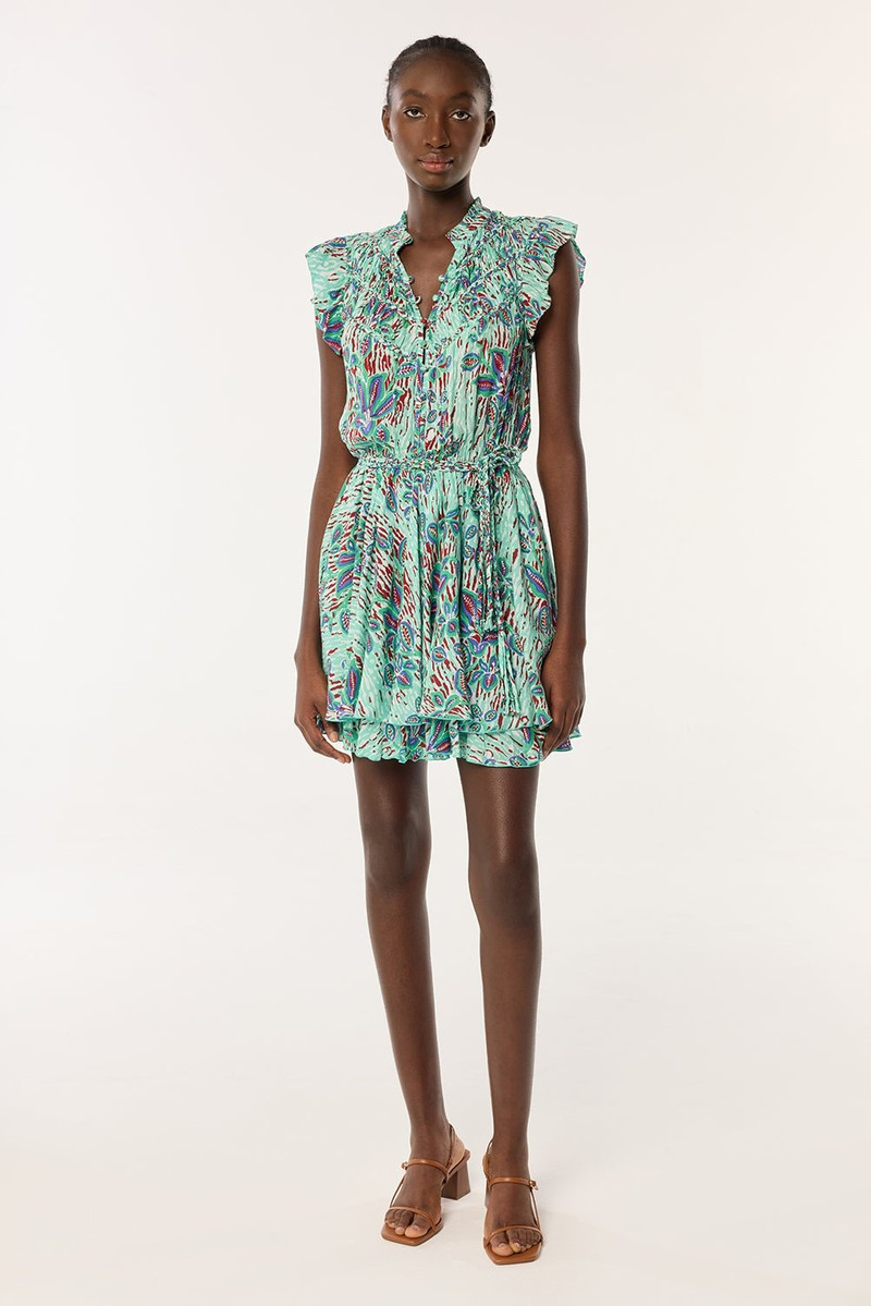 Poupette St Barth Mini Dress Callie - Mint Exotic Forest outlook