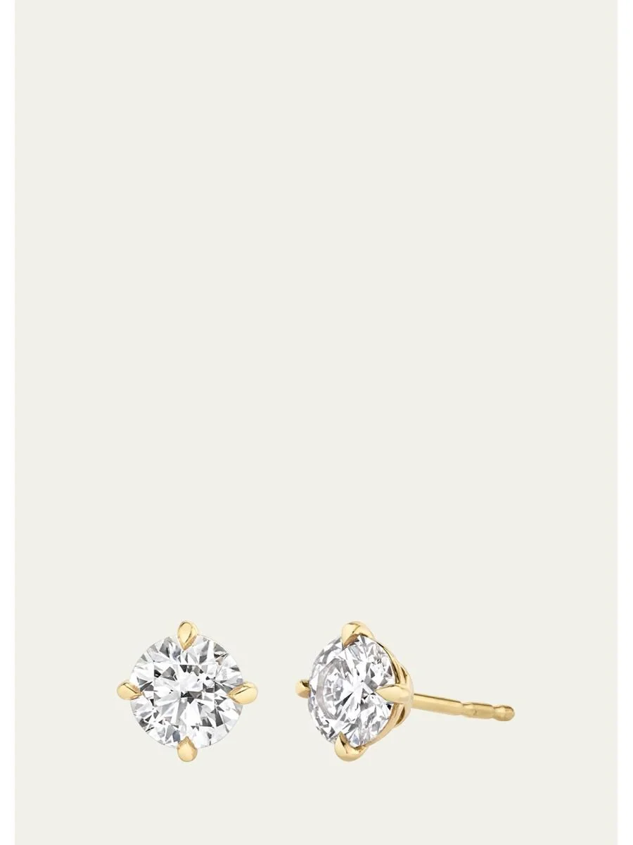 14K Gold Brilliant Round Solitaire Lab Grown Diamond Stud Earrings, 3.00tcw - 1
