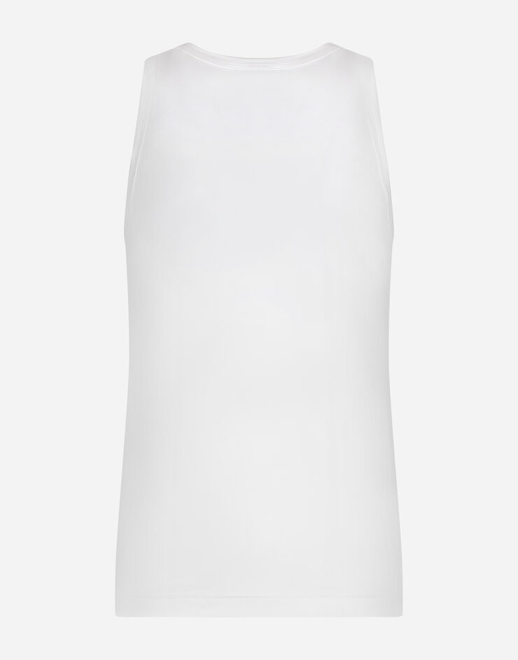Two-way stretch cotton tank top with logo label - 2