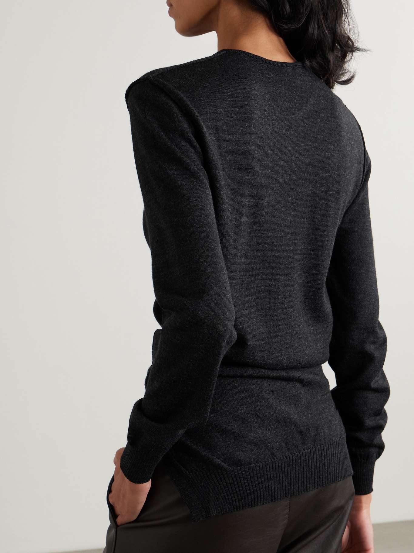 Trompe L'oeil tie-detailed wool-blend sweater - 3