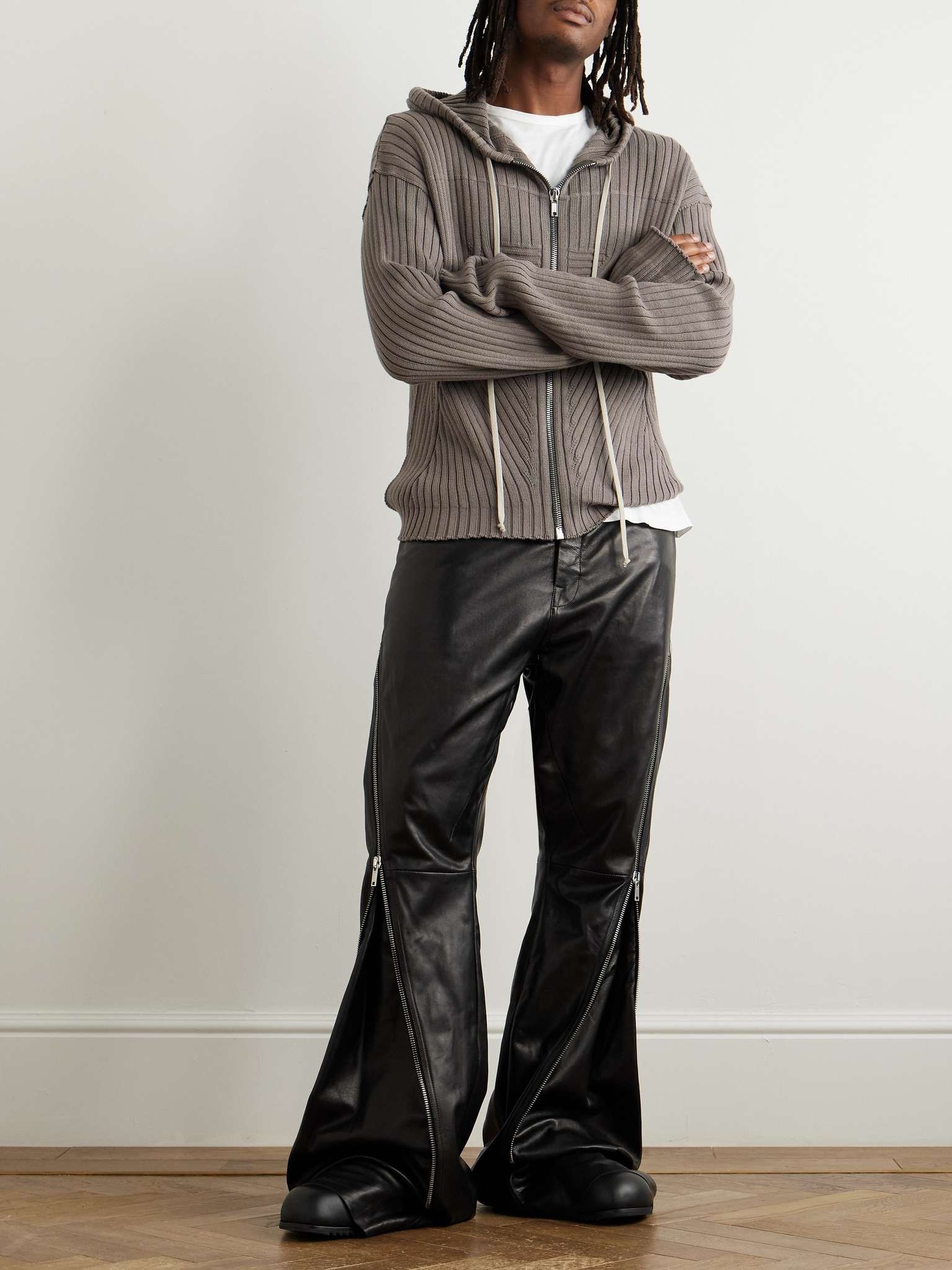 Bolan Banana Flared Zip-Detailed Waxed-Leather Trousers - 2