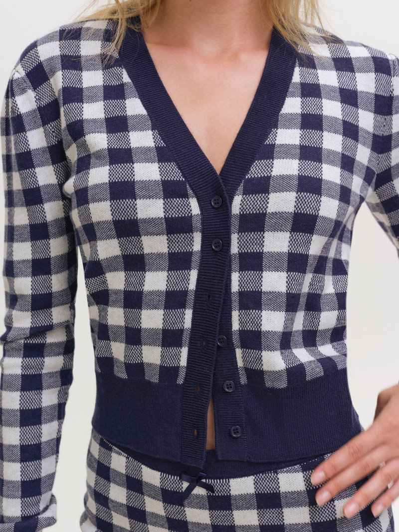 For Love & Lemons Gingham Knit Cardigan outlook