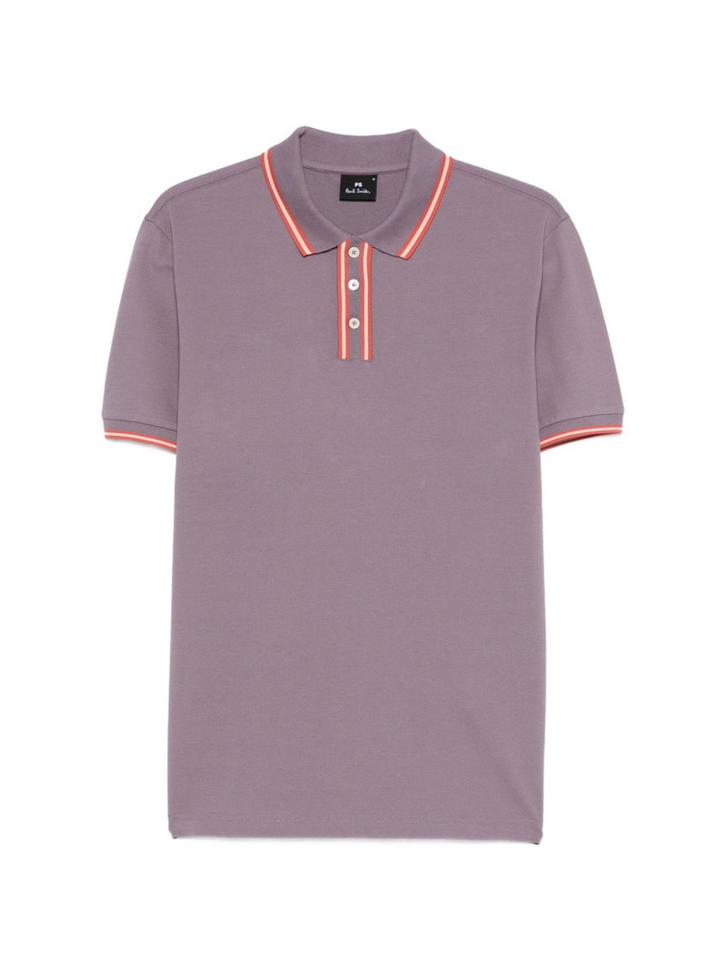 striped trim polo shirt 1