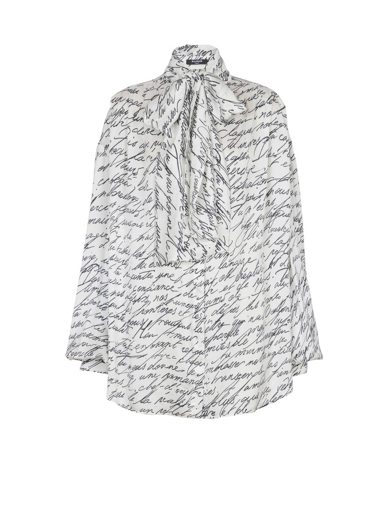 Pussy-bow shirt with "Love Letter" print 1