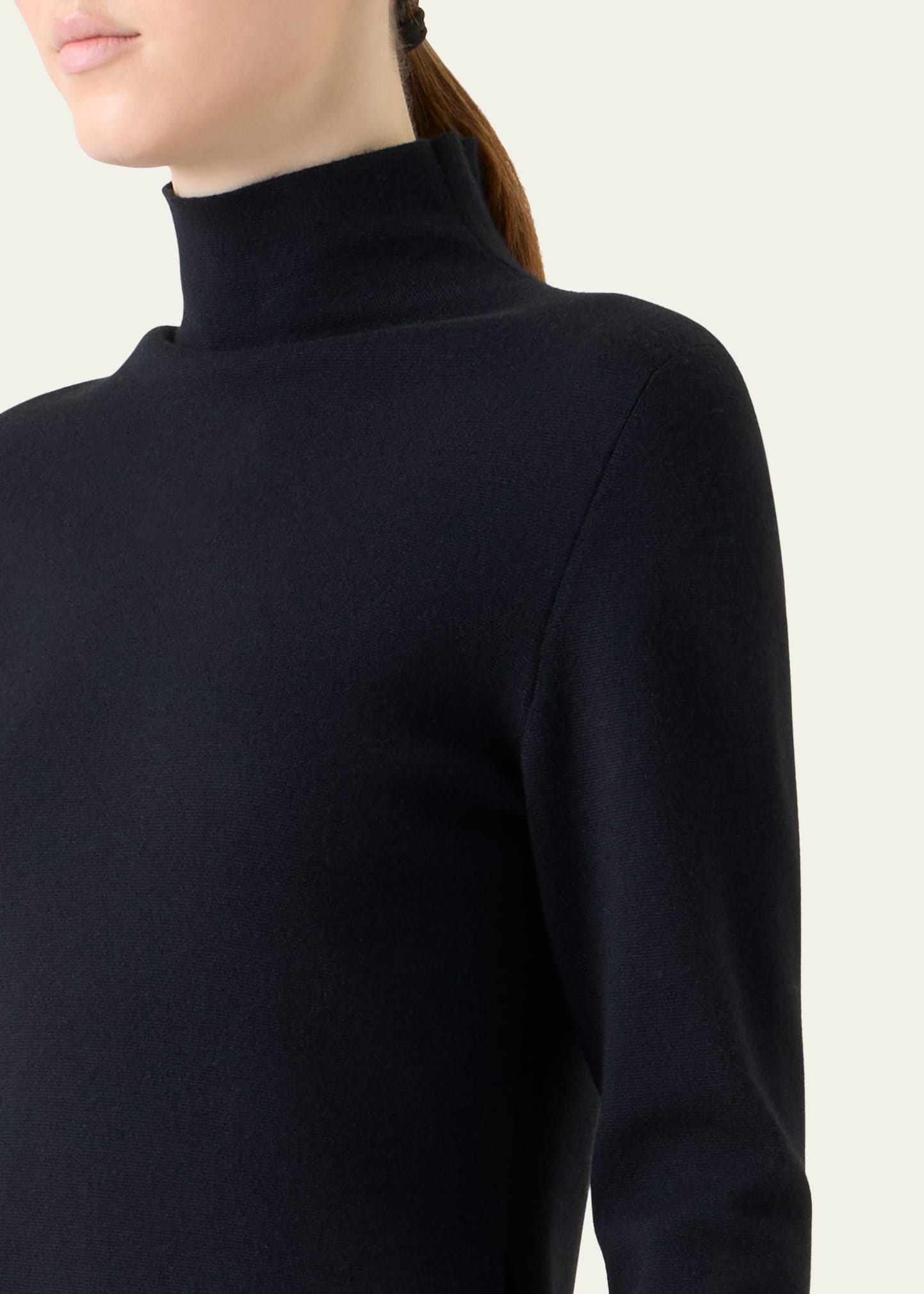 Turtleneck Cashmere-Silk Milano Knit Tunic Sweater - 5
