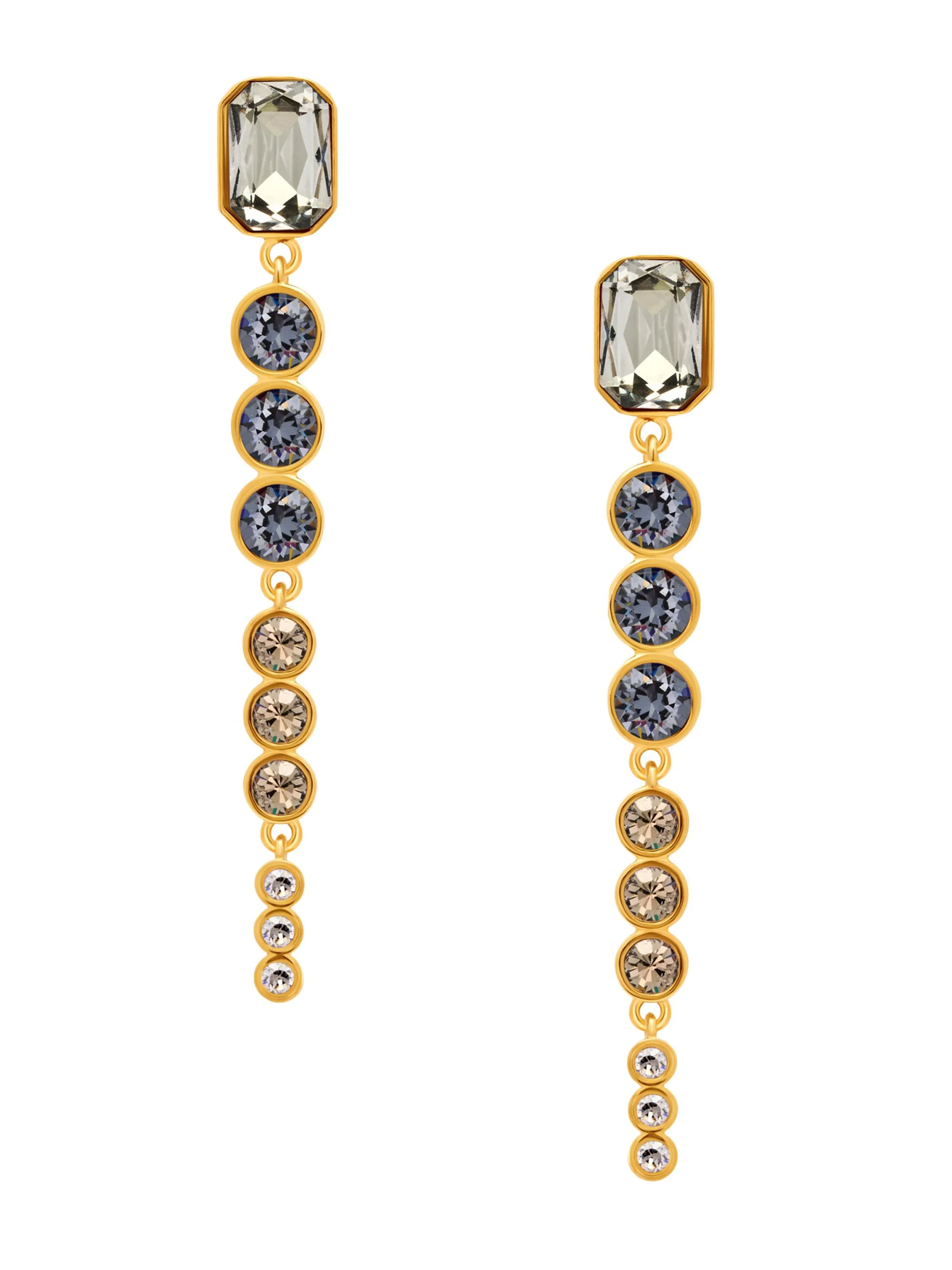 Women's Goldtone Cascading Rhinestone Graduated Drop Earrings - Black Diamond - 1