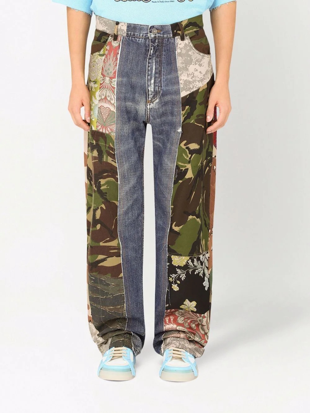 wide leg patchwork jeans - 3