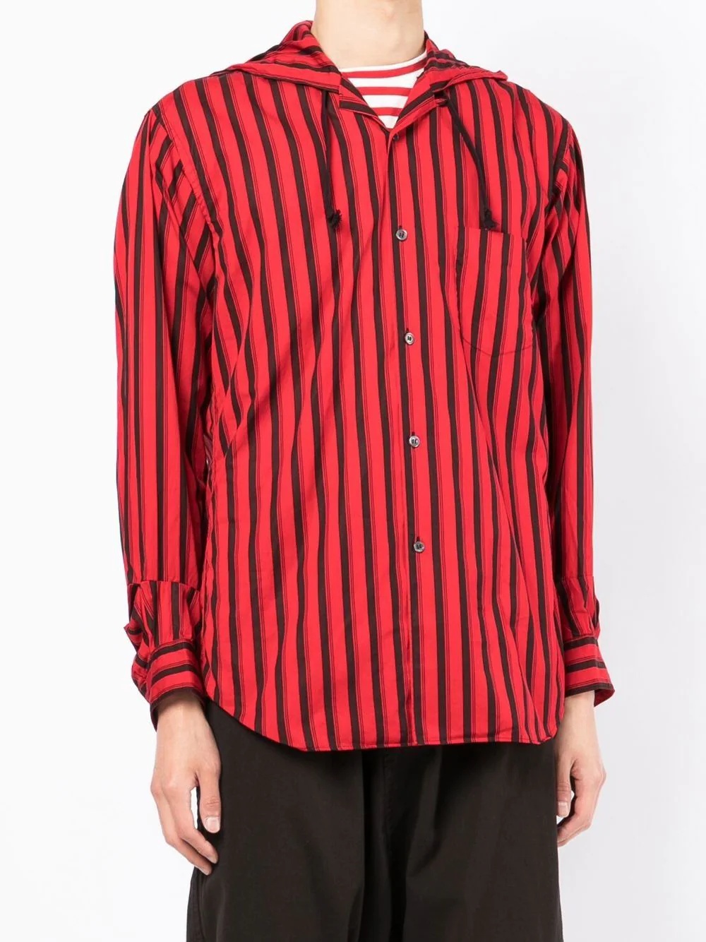 striped long-sleeve hooded shirt - 3