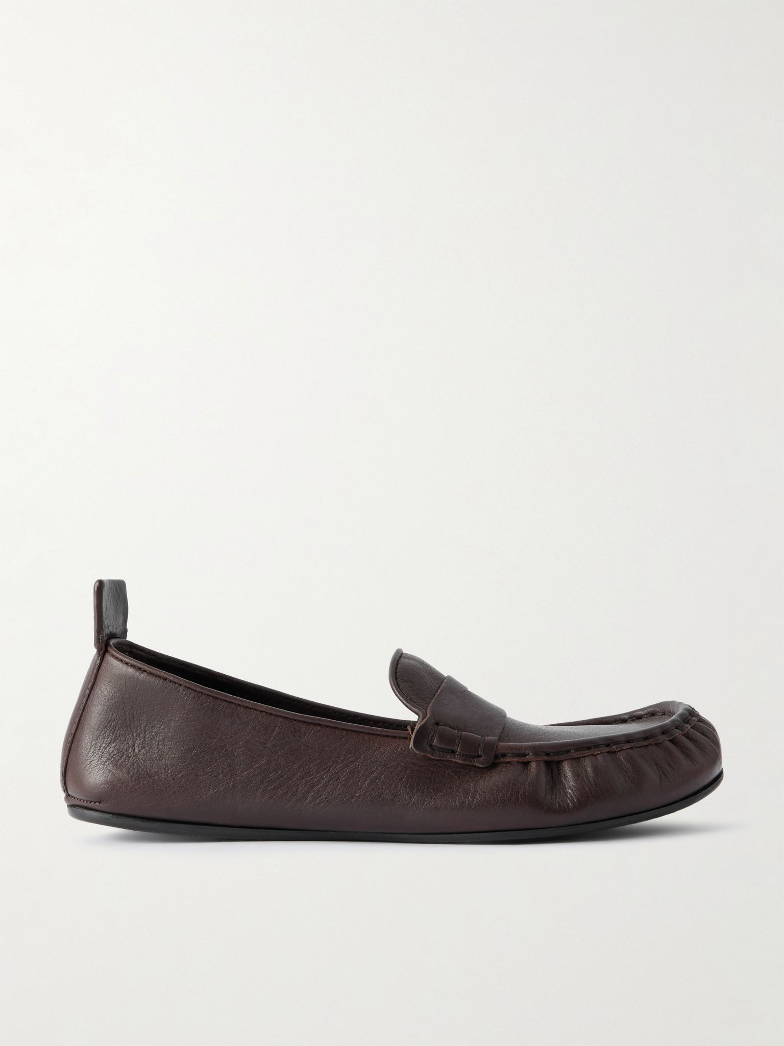 Textured-leather loafers Chocolate - 1