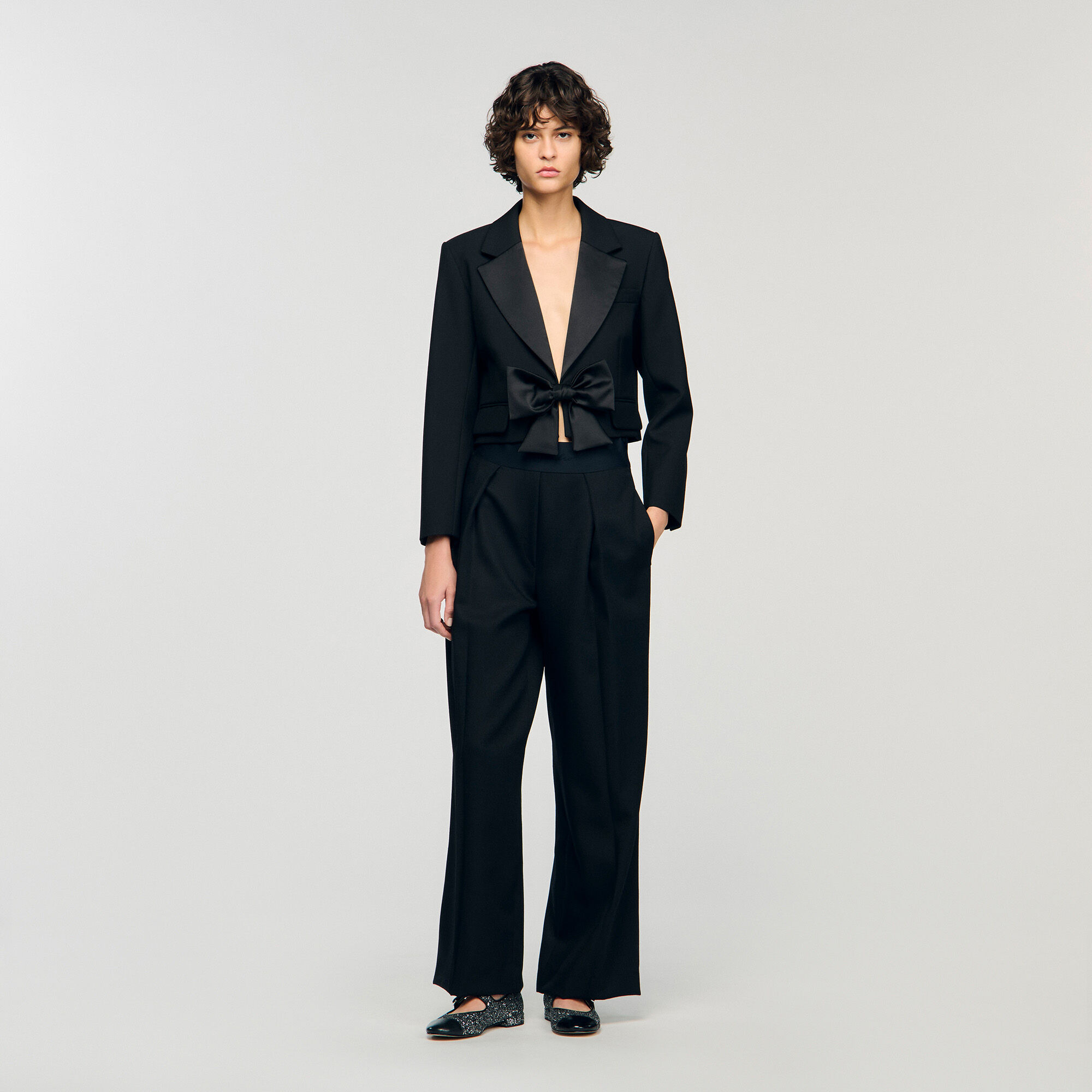 SHORT SATIN BOW JACKET - 1