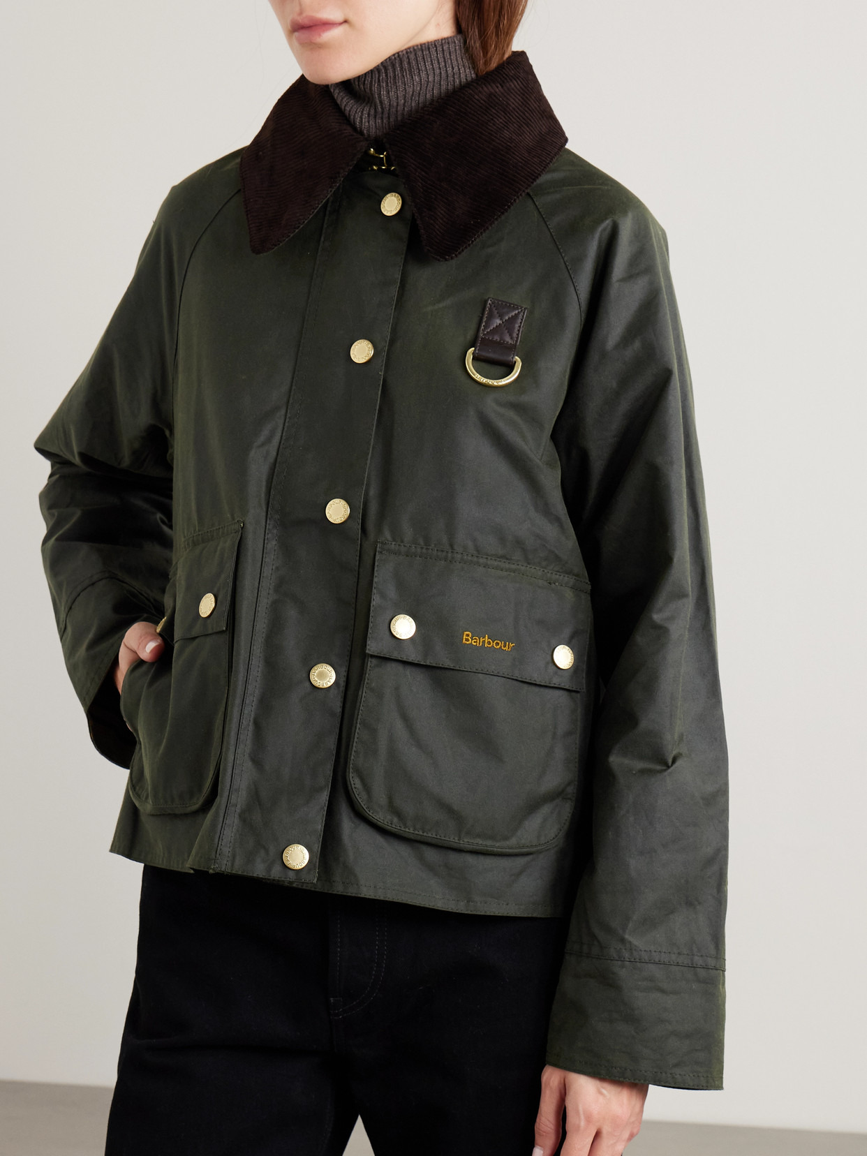 Reighton Hooded Corduroy-trimmed Waxed-cotton Jacket - 6