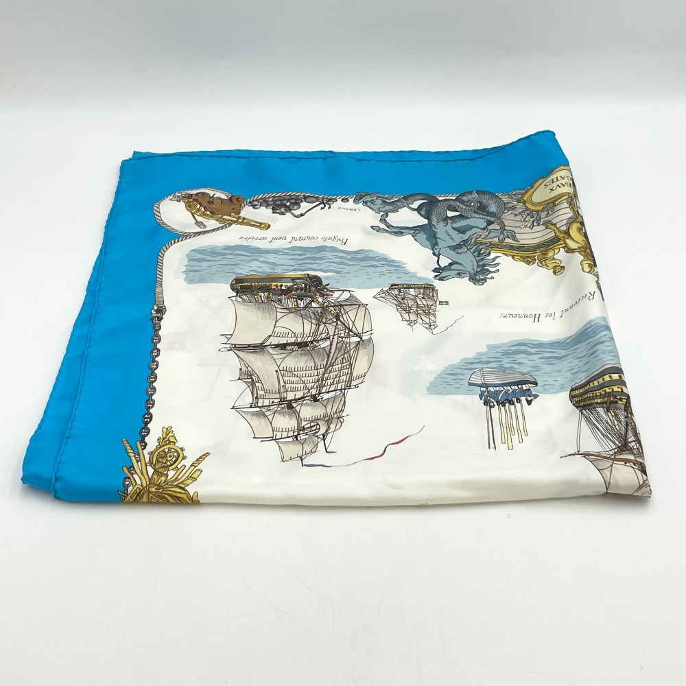 Hermes Aqua Blue Silk Scarf - 3